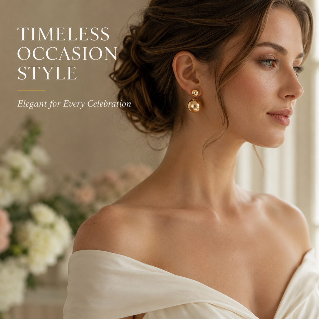 VoxorAI Boucles d'oreilles classiques à double perle dorées avec deux perles des deux côtés, luxe léger, haute couture, nouveautés de niche 6 mm et 14 mm