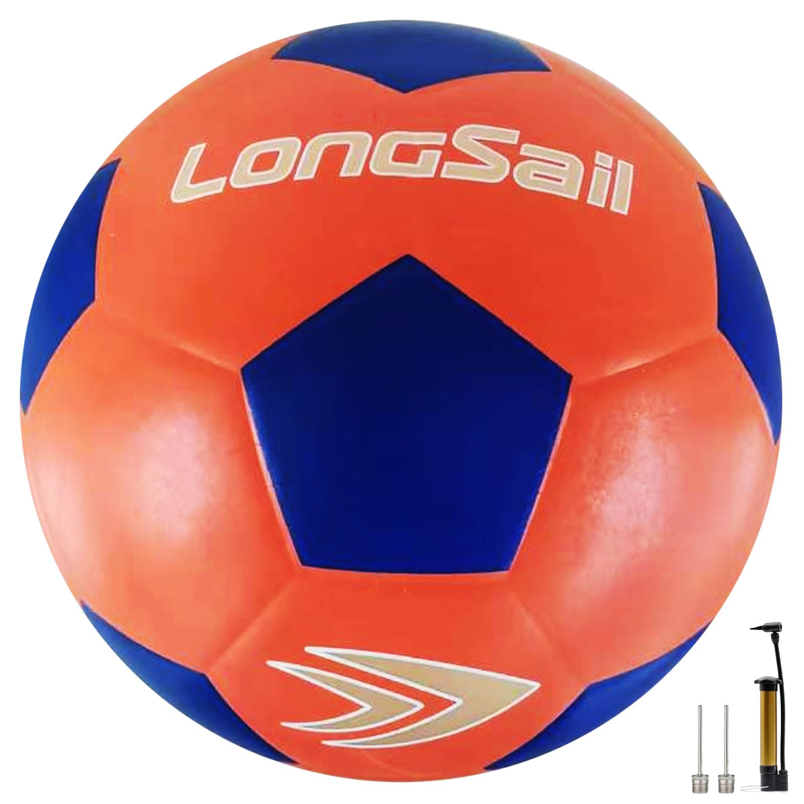 LONGSAIL Ballon de football en caoutchouc haute qualité orange/bleu - Taille 4