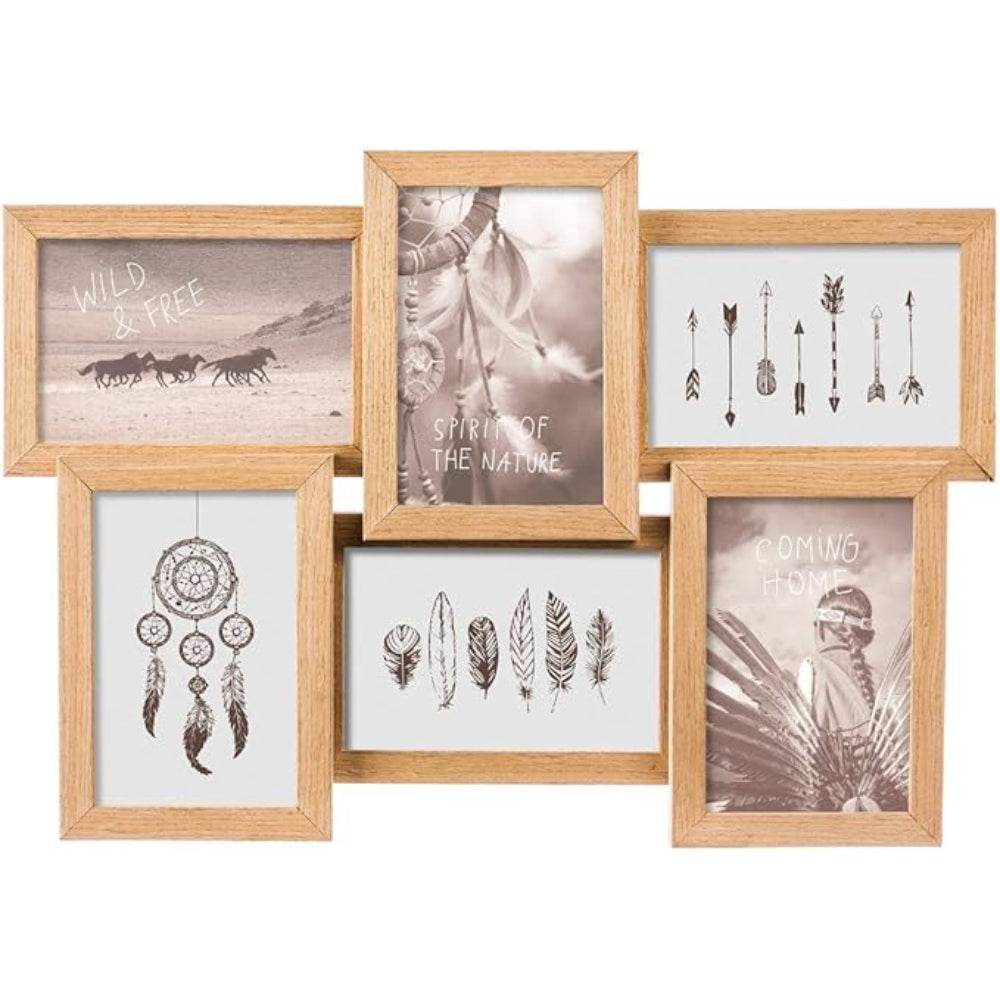 Atmosphera Pêle-Mêle 6 cadres photos Mia en bois - 10 x 15 cm