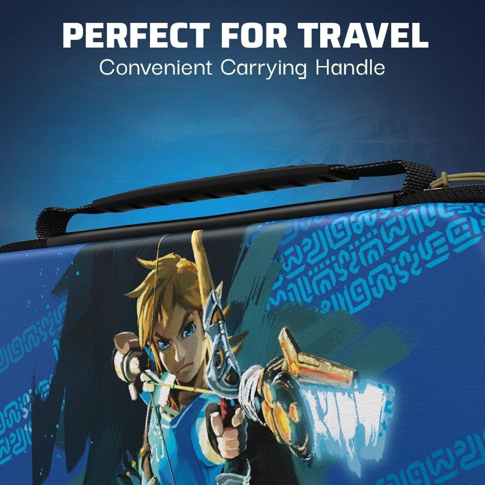 PDP Sacoche Rigide Travel Case Plus Nintendo Switch, Switch Lite et OLED- Grandes et Petites Poches Accessoires - Licence Officielle The Legend of Zelda - Design Lumineux 3D