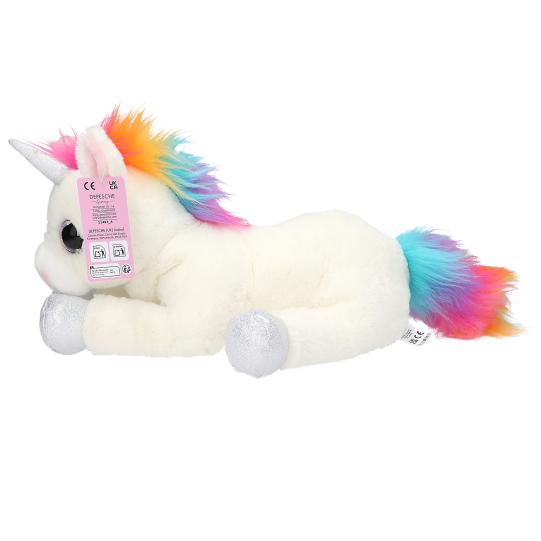 Ylvi Licorne couchée en peluche Naya 30 cm - Crinière arc-en-ciel super douce