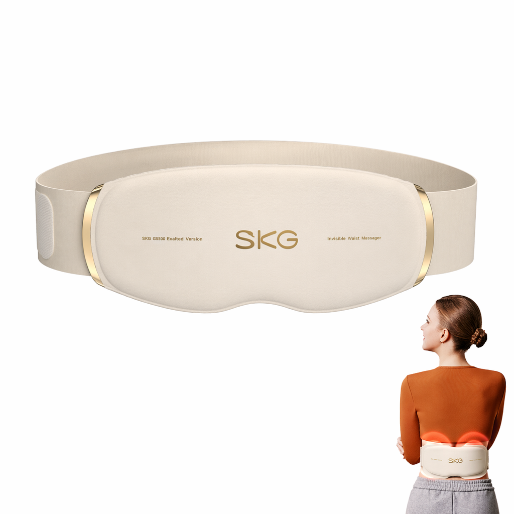 SKG GS500 Appareil de massage pour le bas du dos Soulagement des douleurs lombaires 3.0 Massage profond des tissus avec thermothérapie à lumière rouge Fin et portable Cadeau pour l'être aimé