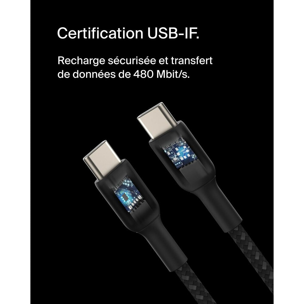 Belkin BoostCharge Câble USB-C vers USB-C tressé 2 m Noir