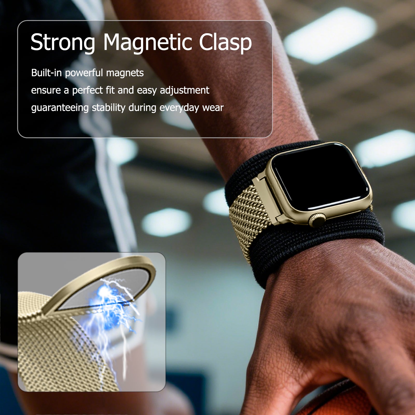 Uni-unzeit Bracelets pour Apple Watch (S11/10 42 mm)+(40 mm/41 mm/38 mm) Or champagne (cercle)