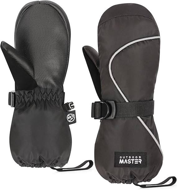 OutdoorMaster Moufles de ski pour enfants noir - Taille L