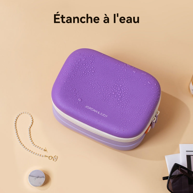 JORDAN&JUDY Trousse de toilette EVA, sac de rangement de voyage à compartiments, grande capacité, avec poignée, Violet