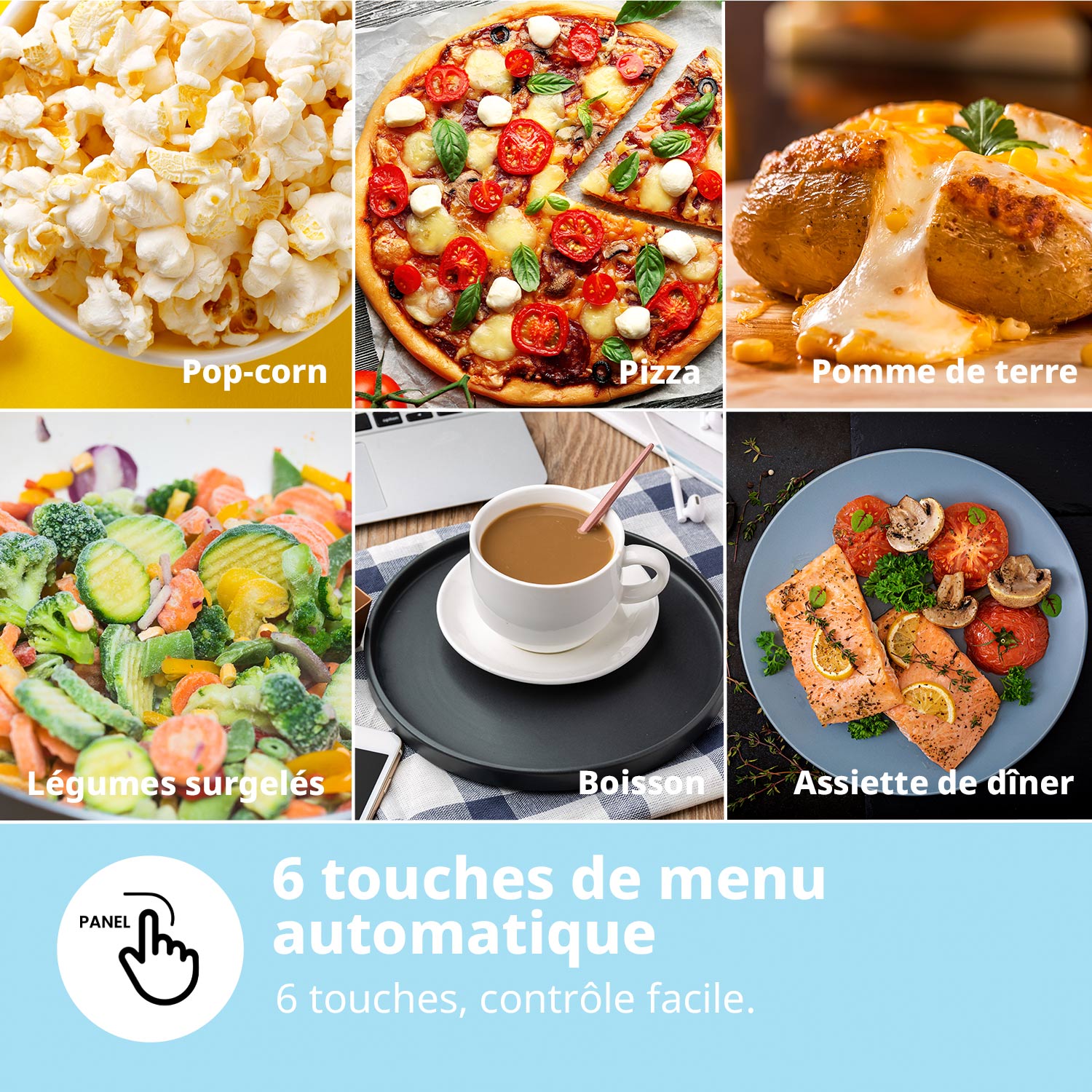 Micro-ondes Numérique COMFEE’ 700W 20L avec 6 Programmes, Cuisson Express, 11 Niveaux de Puissance, Décongélation et Mémoire - Blanc - CM-E202CC(WH)