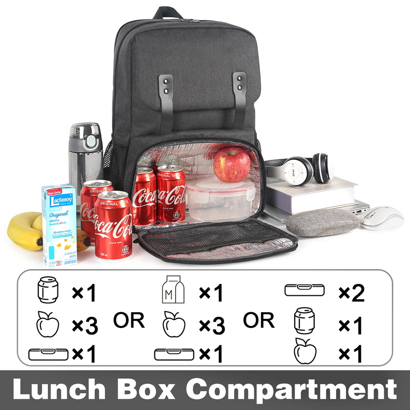 Sac à dos isotherme d’été 15,6 pouces pour déjeuner et ordinateur portable avec compartiment isotherme, port USB, résistant à l’eau, pour travail, voyage, université et affaires
