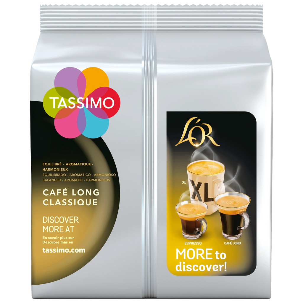L'OR Café Dosettes Café Long Classique Compatible Tassimo - 16 dosettes