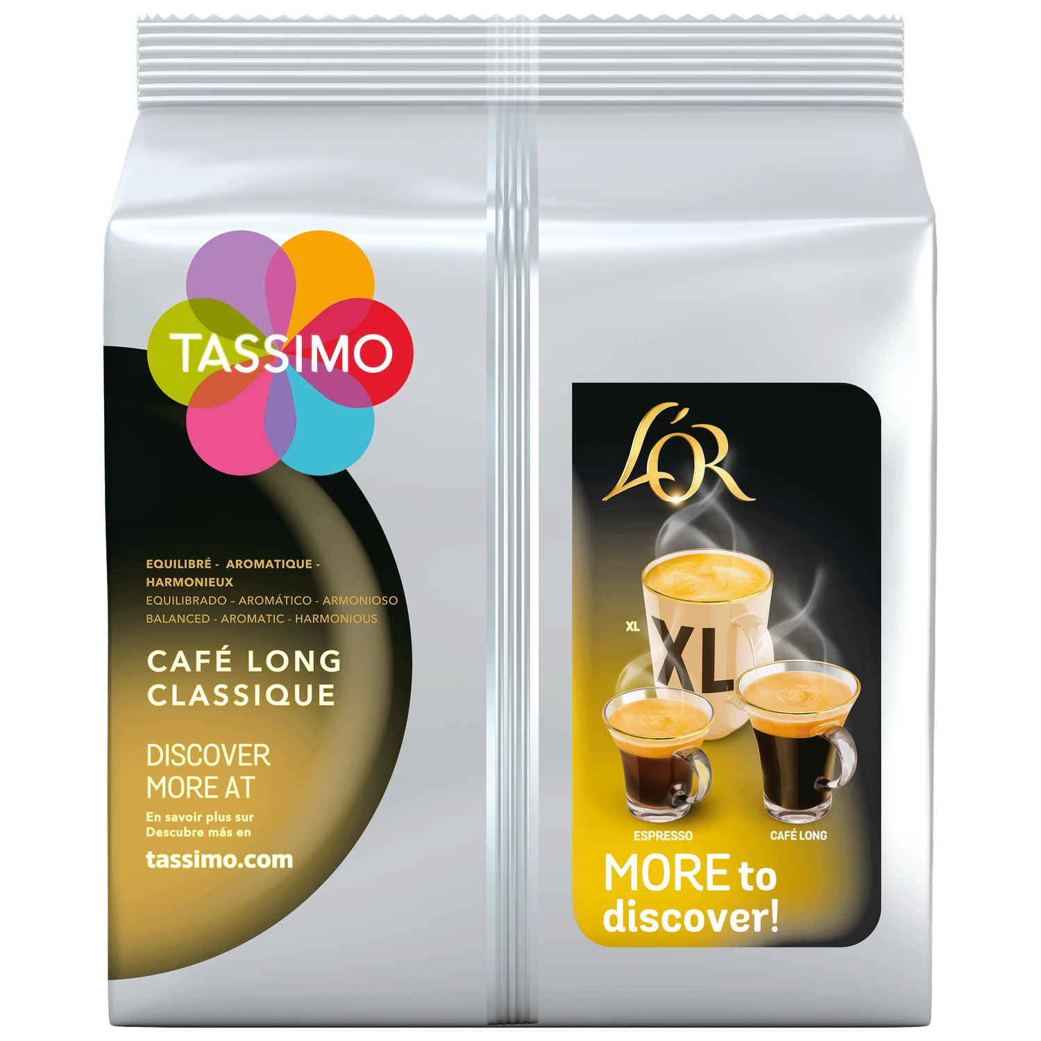 L'OR Café Dosettes Café Long Classique Compatible Tassimo - 16 dosettes