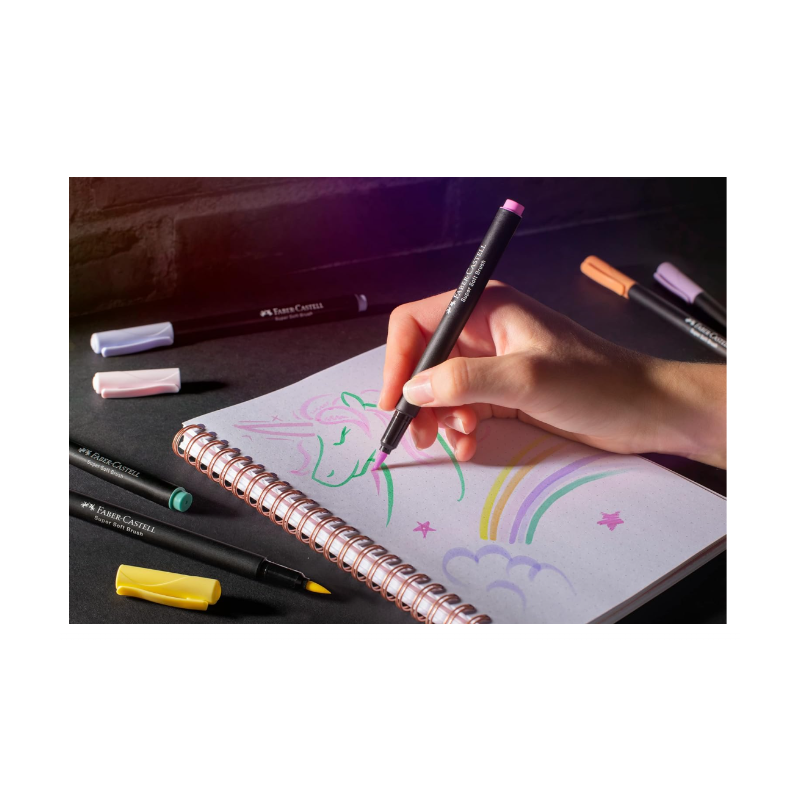 FABER-CASTELL Black Edition Lot de 6 feutres pastel avec pointe pinceau