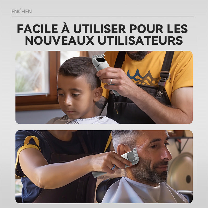Tondeuse à cheveux électrique sans fil professionnelle ENCHEN White Boost 2 avec chargement rapide USB Type-C, pour hommes adultes, 1 pièce.
