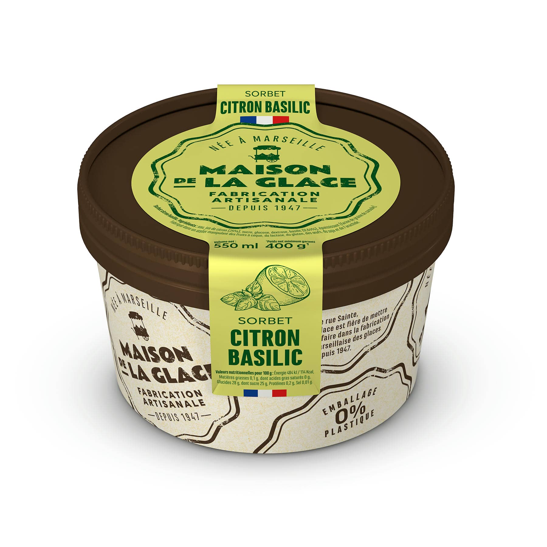 Maison de la Glace Sorbet citron basilic 380 g