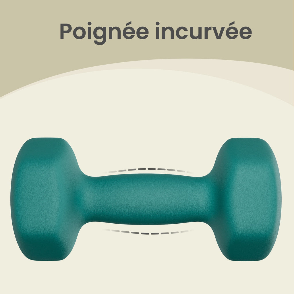 JOYFURNOS Ensemble de 2 haltères hexagonaux en néoprène, 2 x 3 kg, avec barres d'haltères, Entraînement à domicile, Turquoise