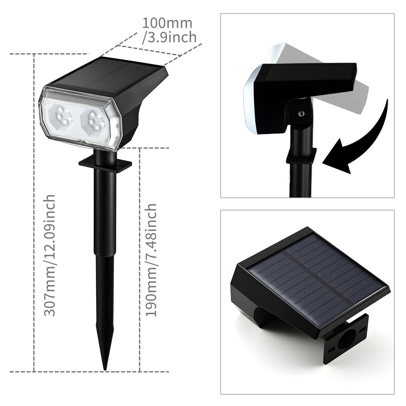 VIVREAL CPD-10 Lot de 2 lampes solaires 48 LED RGB en ABS