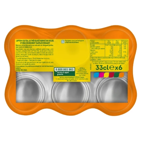 Lipton Thé Glacé Pêche - 6 x 33 cl