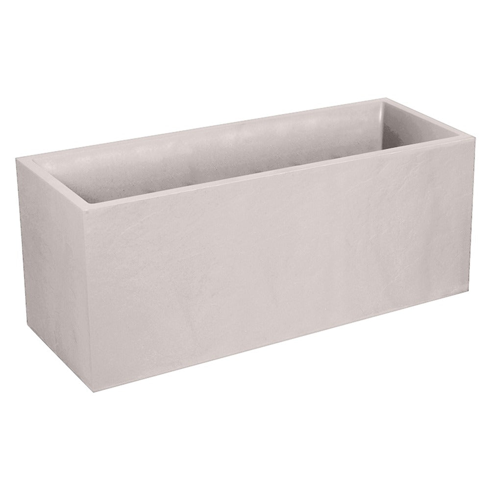 EDA Jardinière VOLCANIA Beige Calcaire Double paroi - avec zone de rétention d'eau Dim. 99,5 x 39,5 x 43,5 cm - Volume 98 L