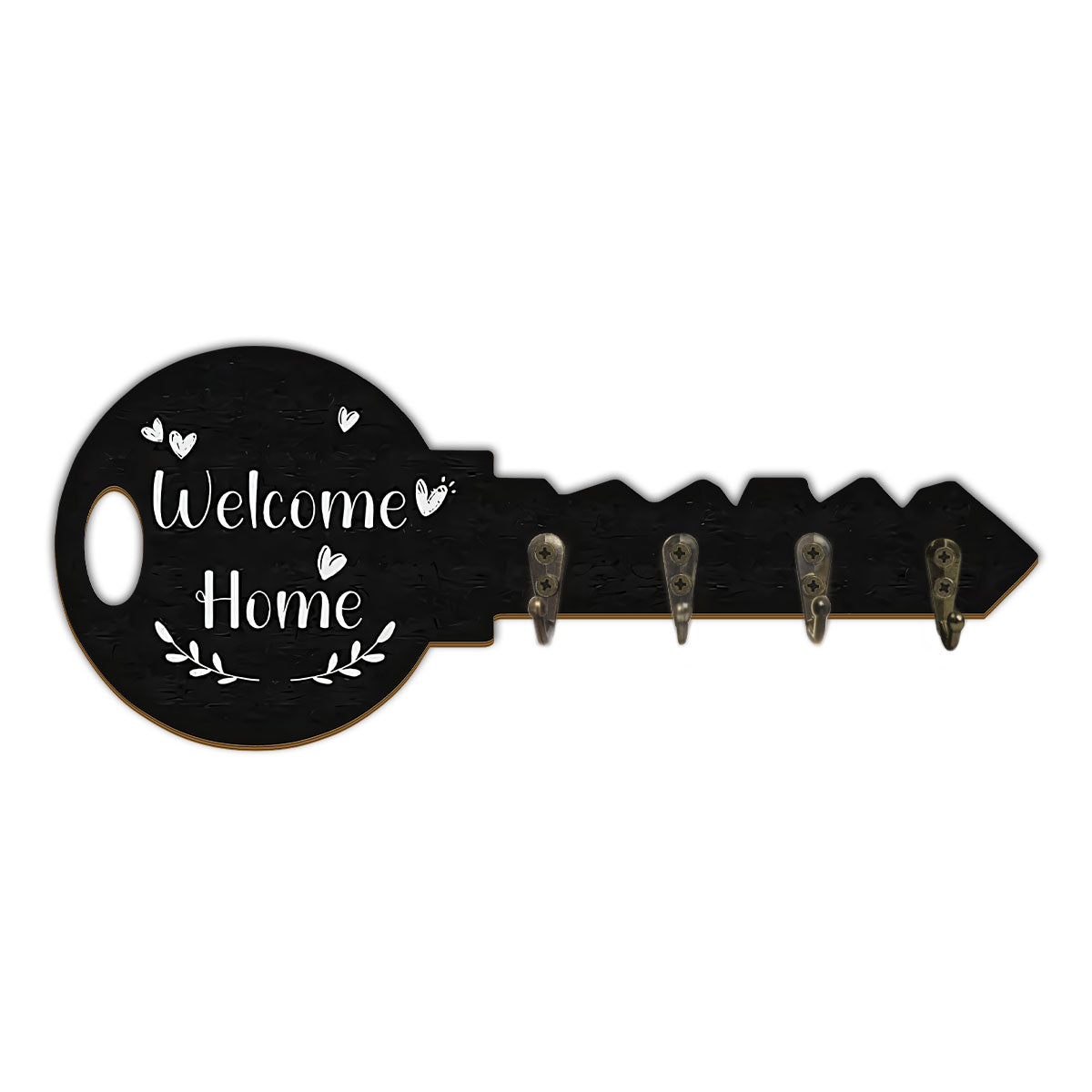 Alphynix Crochet mural en forme de clé « Welcome Home » avec 4 crochets en métal