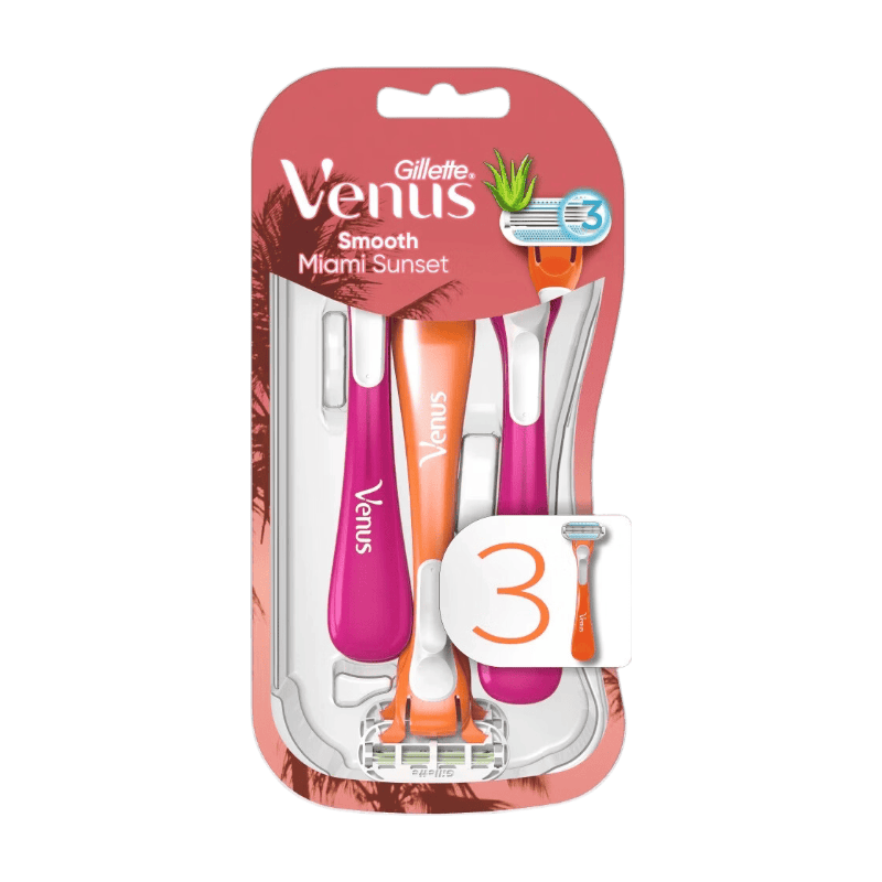 Gillette Venus Smooth Rasoirs Jetables Miami Sunset Lot de 3 Rasoirs