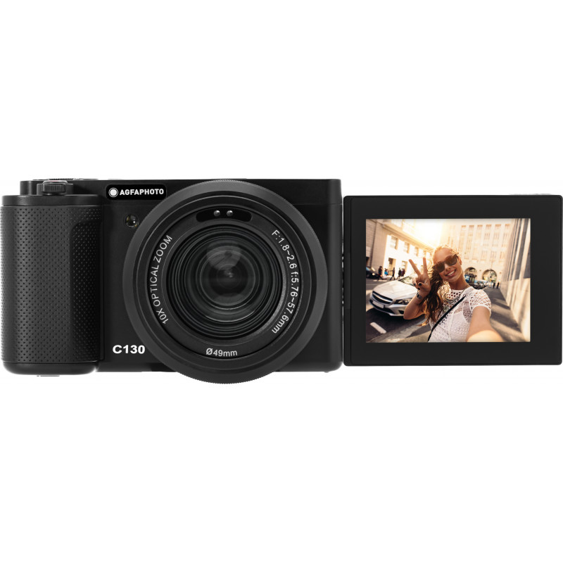 AgfaPhoto Realishot C130 - Appareil photo compact, 24 MP, zoom optique 10x, vidéo 4K, écran rotatif
