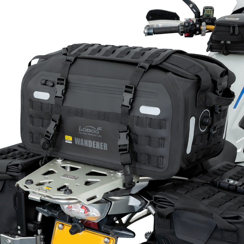 LOBOO Wanderer Sac pour arrière de moto en TPU renforcé imperméable avec sangles de sac à dos et fermeture magnétique à rabat - 50 L