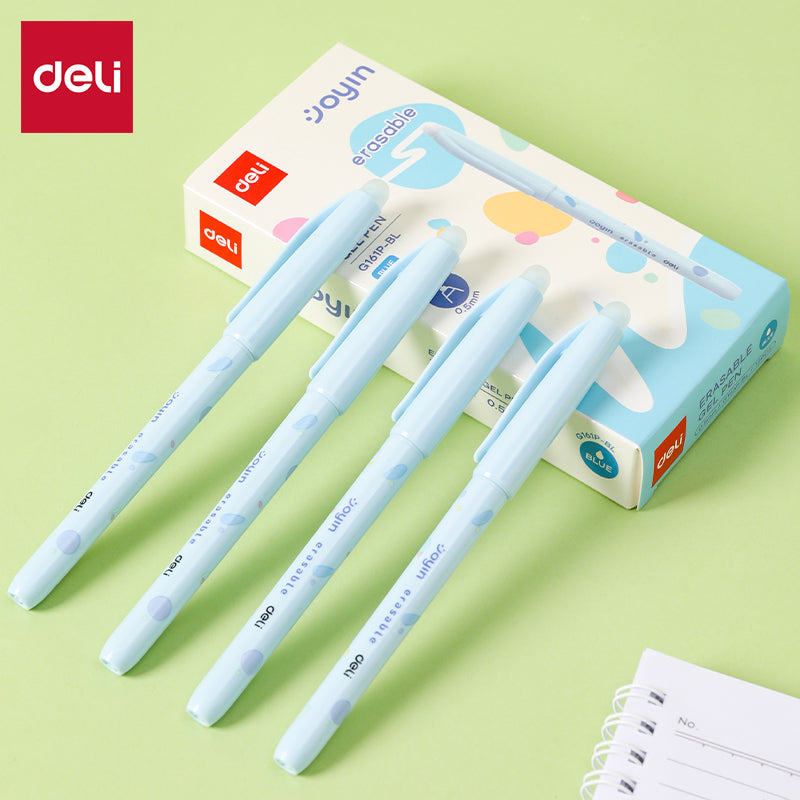 Deli Lot de 12 stylos gel effaçables 0,5 mm - Bleu
