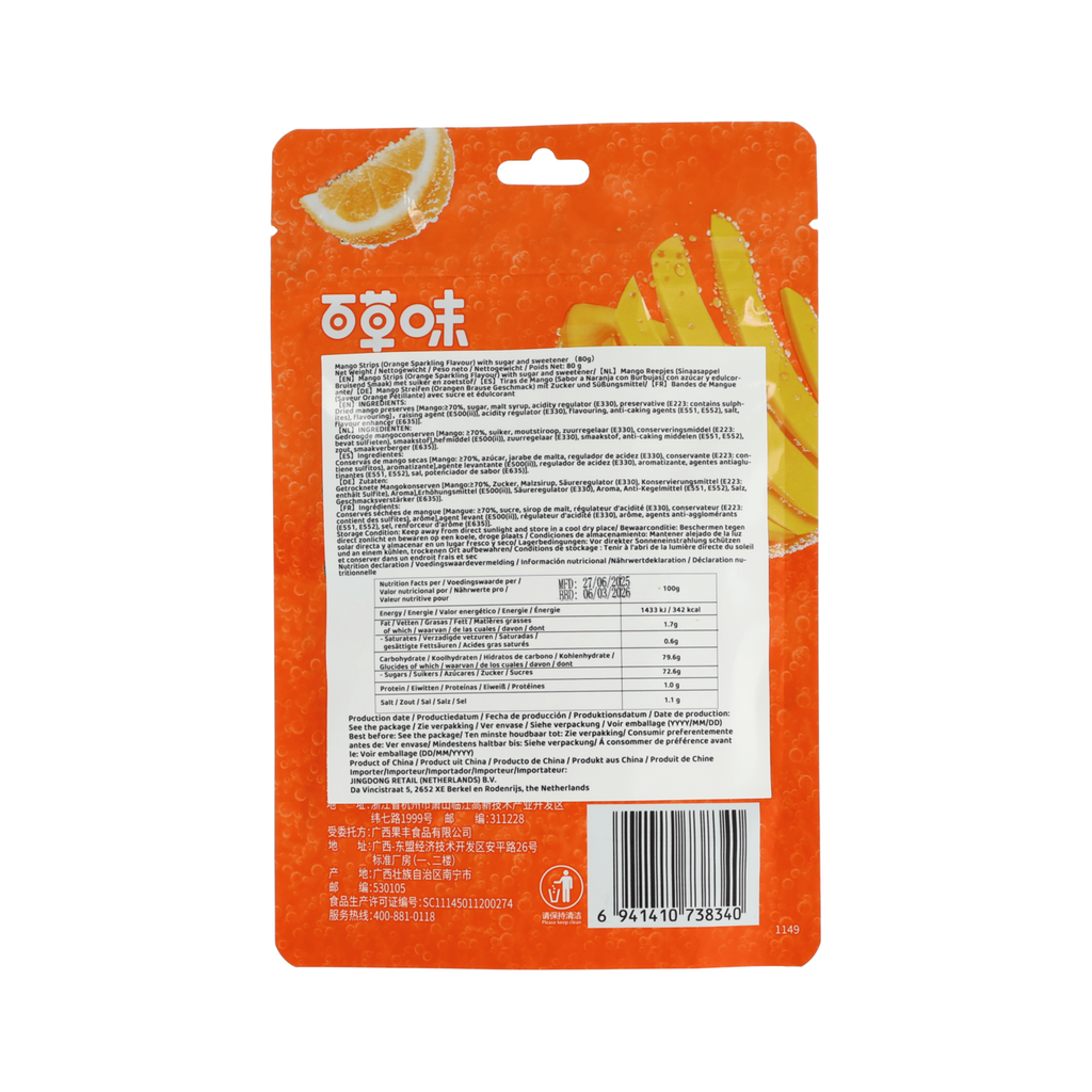 Be&Cheery Barres à la mangue de la taille d’une bouchée (saveur pétillante à l’orange) 80 g