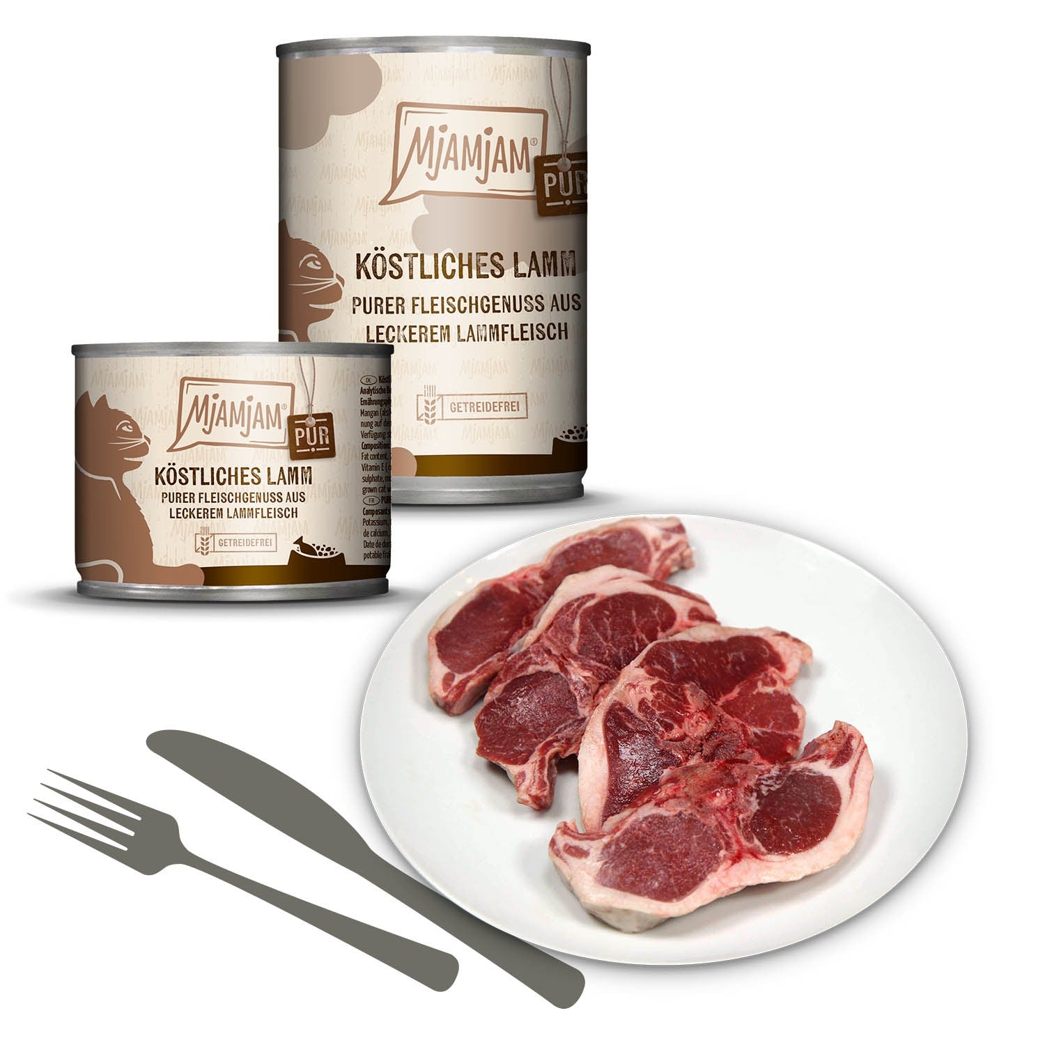 MjAMJAM Pur aliment humide pour chat agneau 400 g