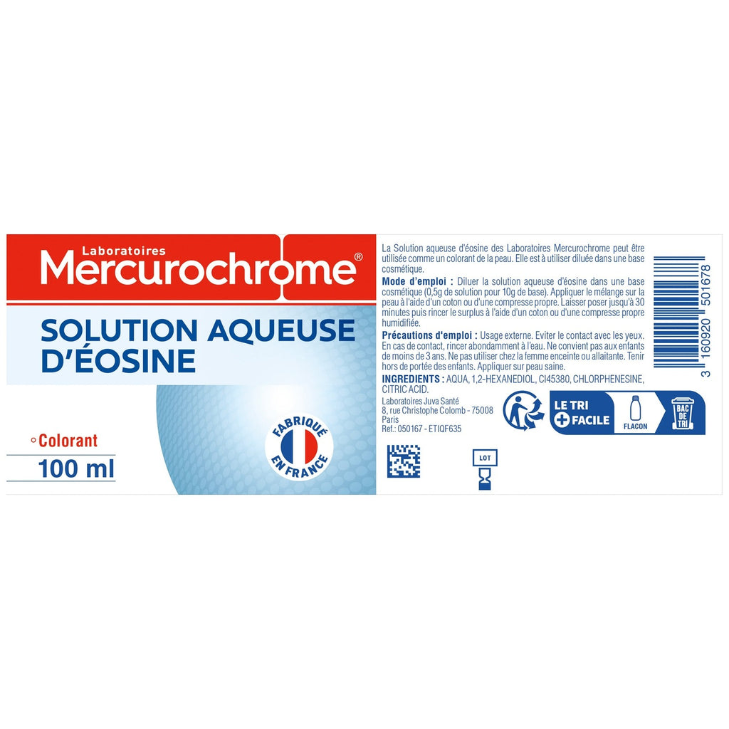 MERCUROCHROME Désinfectant Solution Aqueuse d'Eosine 100 ML