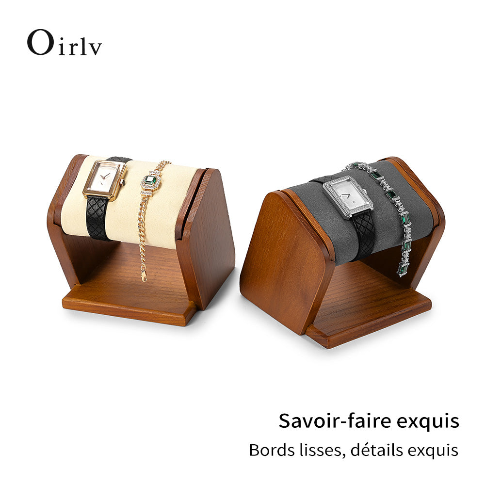 Oirlv Supporteur de montre en bois, présentoir et organisateur de rangement pour bijoux et montres, pour vitrine