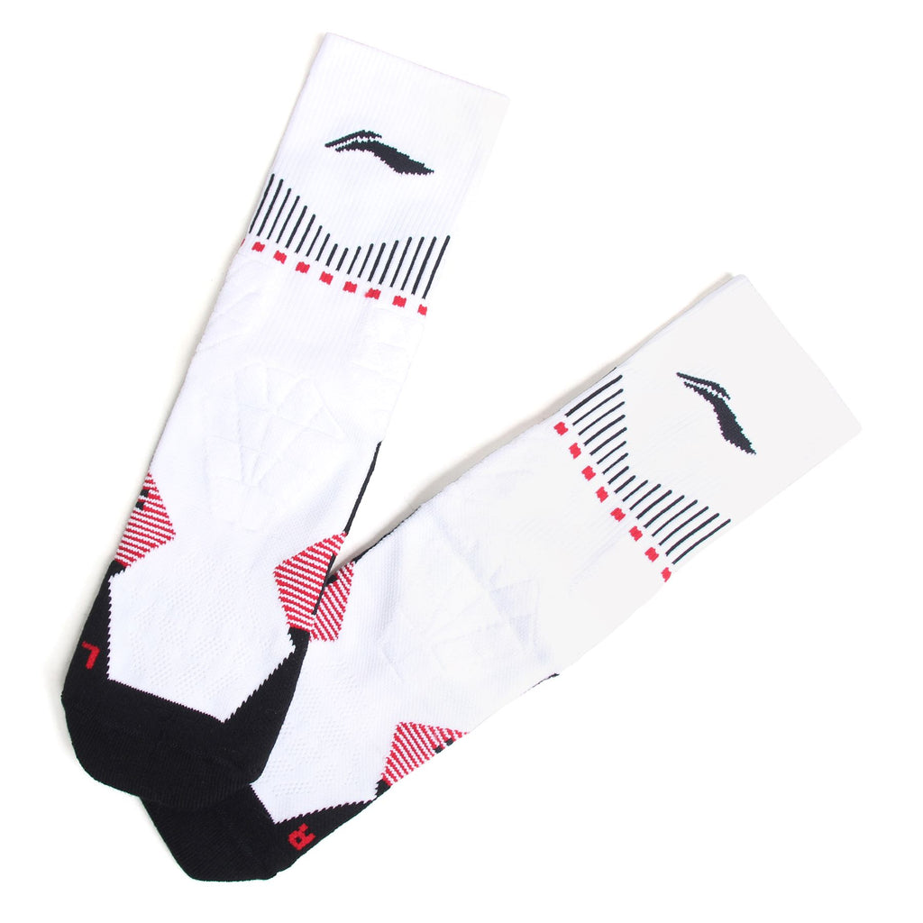 LI-NING Chaussettes mi-longues de basket-ball résistantes, confortables et respirantes blanc/noir/rouge honneur XL