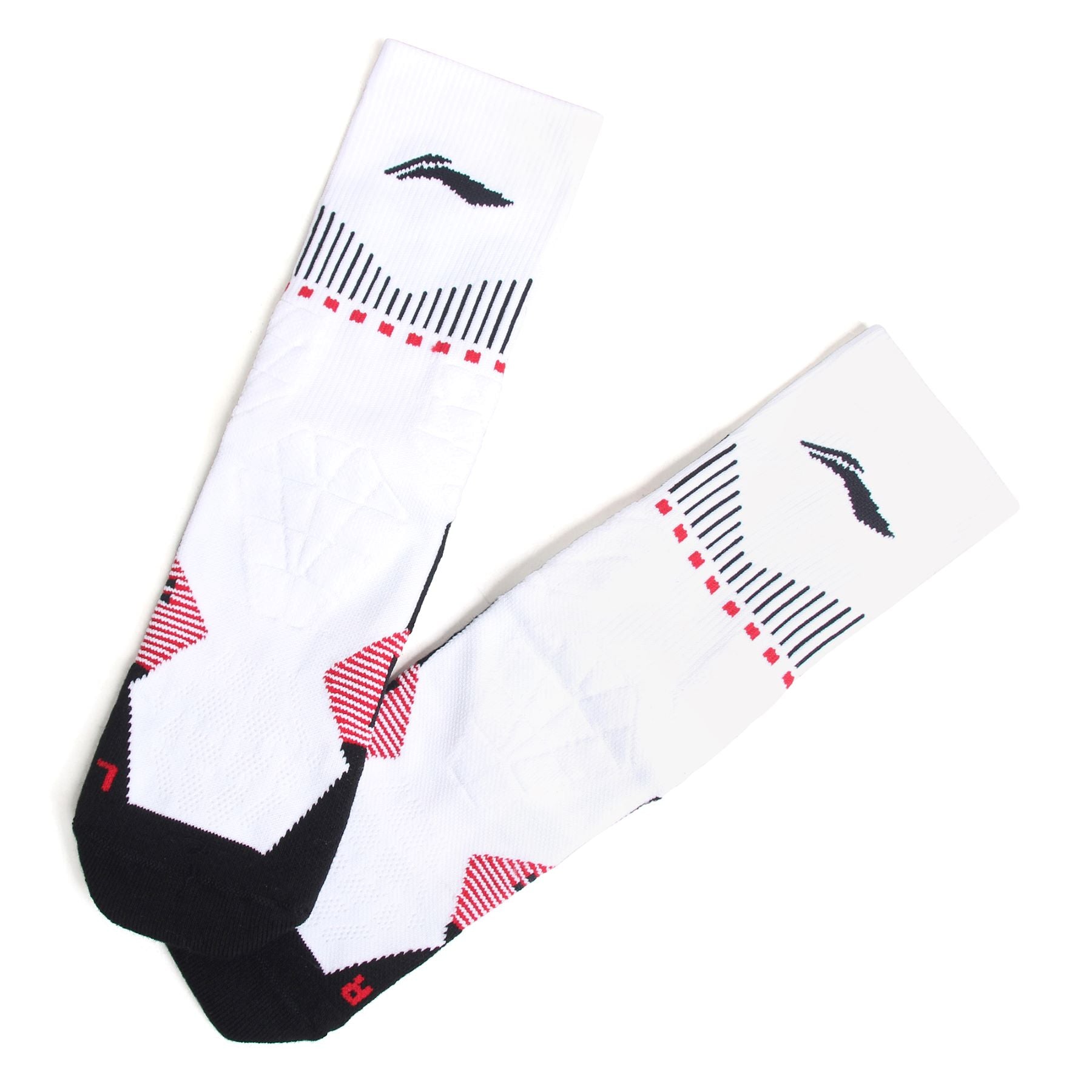 LI-NING Chaussettes mi-longues de basket-ball résistantes, confortables et respirantes blanc/noir/rouge honneur XL