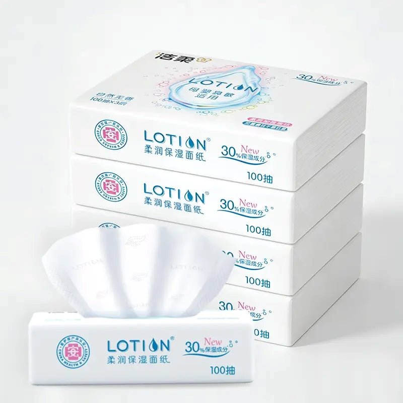 C&S Lotion Mouchoirs doux avec lotion, 3 épaisseurs - Lot de 4 x 100 feuilles
