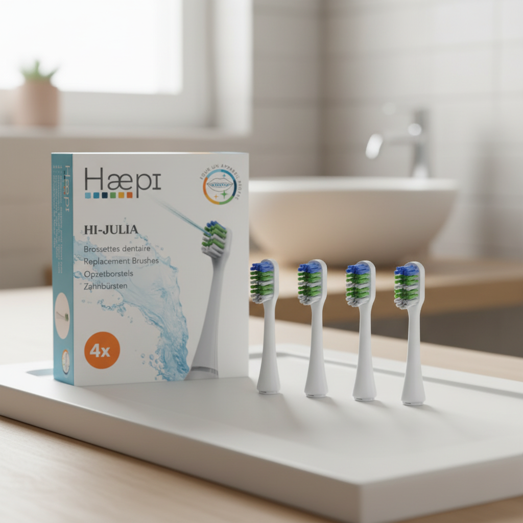 Haepi : 4 têtes de brosse pour brosse à dents électrique à ultrasons, compatibles avec Haepi Julia