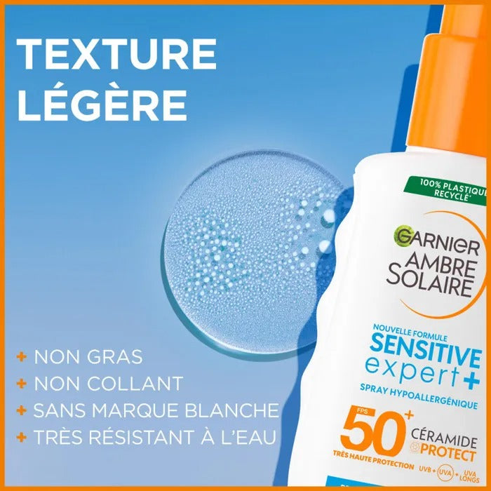 GARNIER Ambre Solaire Sensitive Expert+ Spray Solaire Hypoallergénique SPF50+ 150 ml