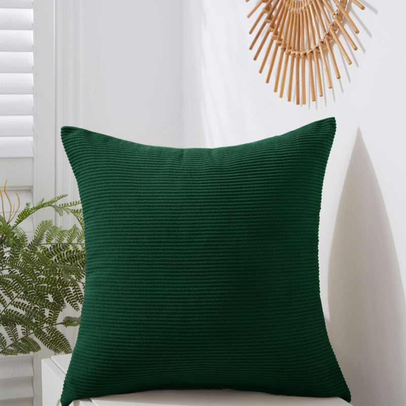 MEROPE, Housse de coussin en velours côtelé polyester, 50x50 cm, vert forêt, 1 pack