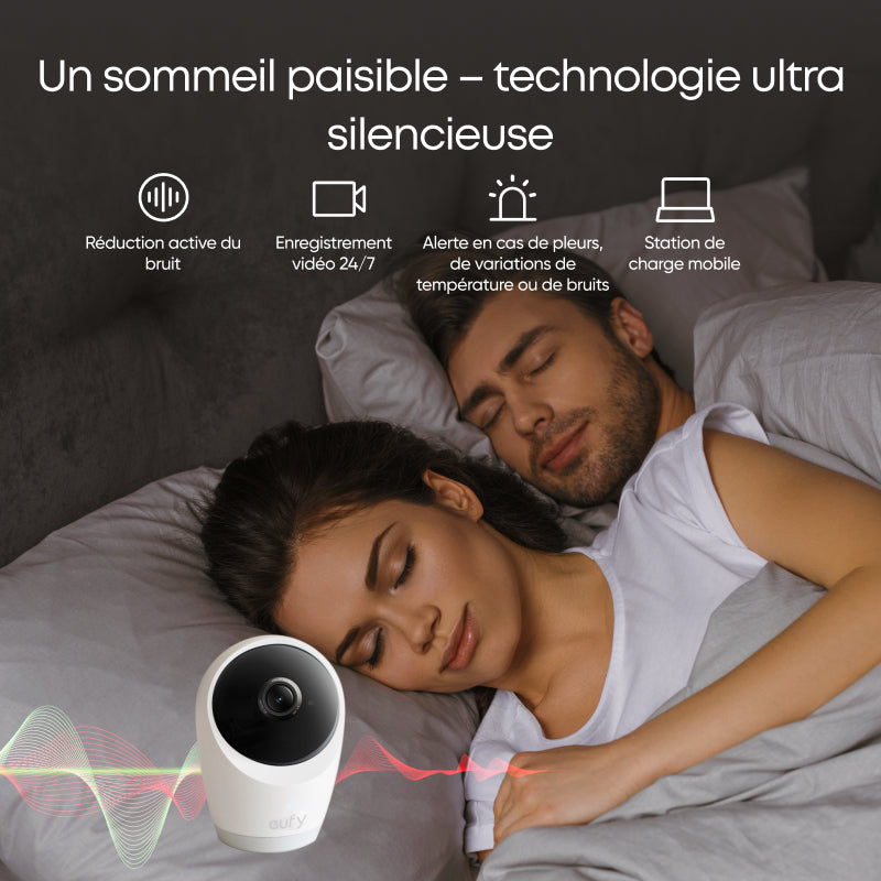 eufy Babyphone vidéo E21 avec caméra, 4K UHD, écran 5 pouces (720p), mode Wi‑Fi hybride, contrôle via application et appareil, fonction panoramique/inclinable, zoom 8x, caméra portable avec batterie