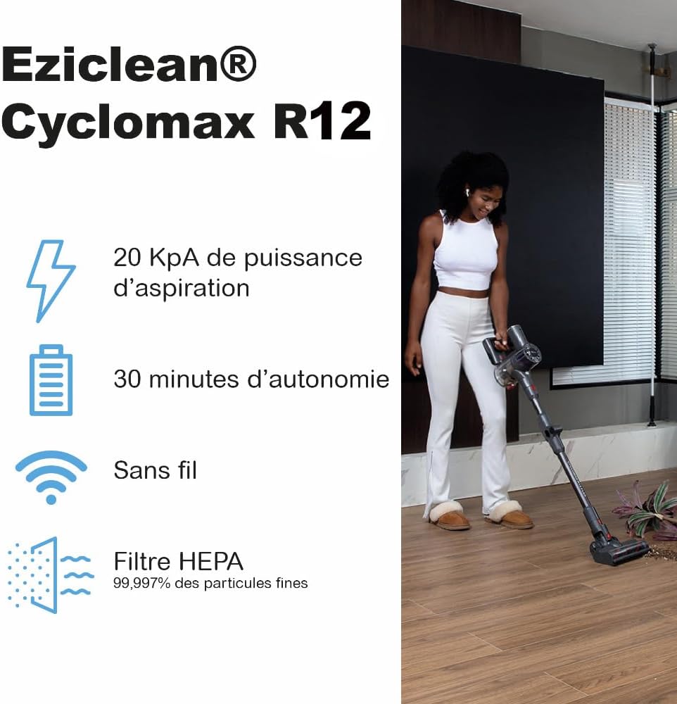 E.ZICOM Cyclomax R12 Flex Aspirateur balai sans fil