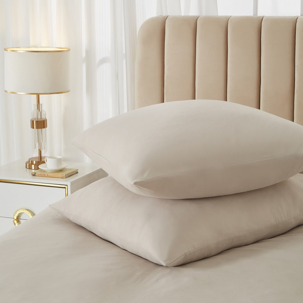 MEEALLHOME Parure de lit en flanelle lavée beige - 1 housse 240 x 220 cm et 2 taies 65 x 65 cm