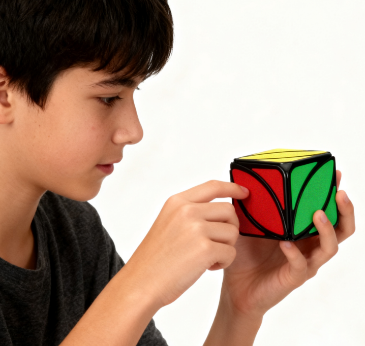 GAN Cube modifié en forme de feuille d'érable, conception traditionnelle avec autocollants, jouet casse-tête fantaisie