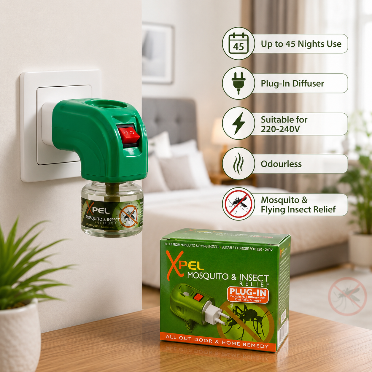 XPEL Diffuseur anti-moustiques et insectes avec recharge de 35 ml
