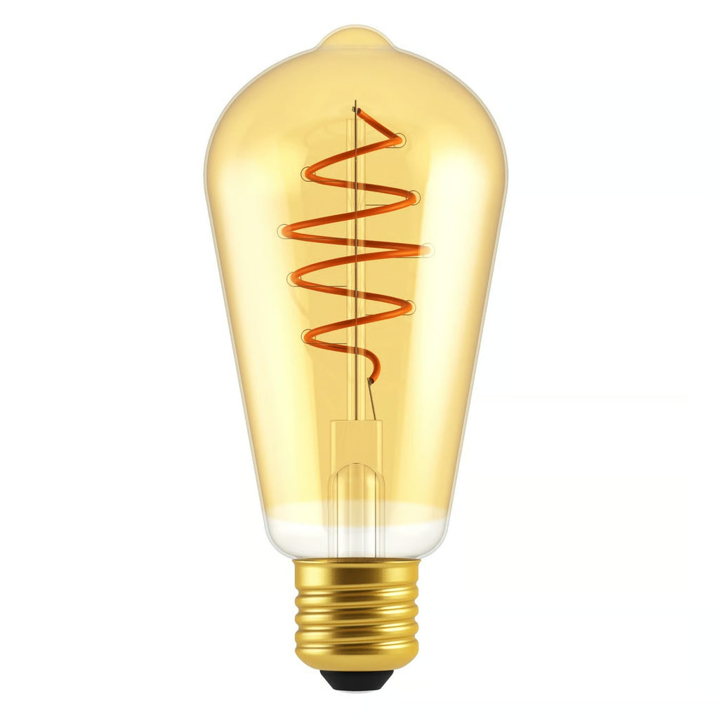 Ampoule DECO - E27 ST64 Spiral Dimmable, verre ambré - blanc chaud 2200K 400 lm. - Nordlux