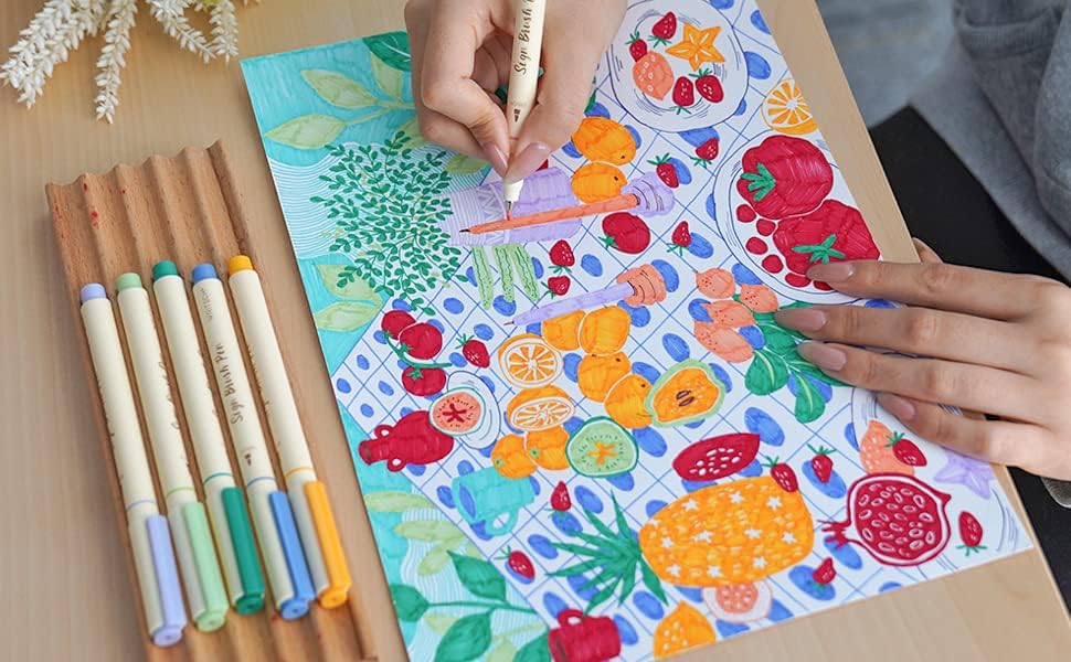 WRITECH Arts Sign stylo pinceau, 12 couleurs assorties