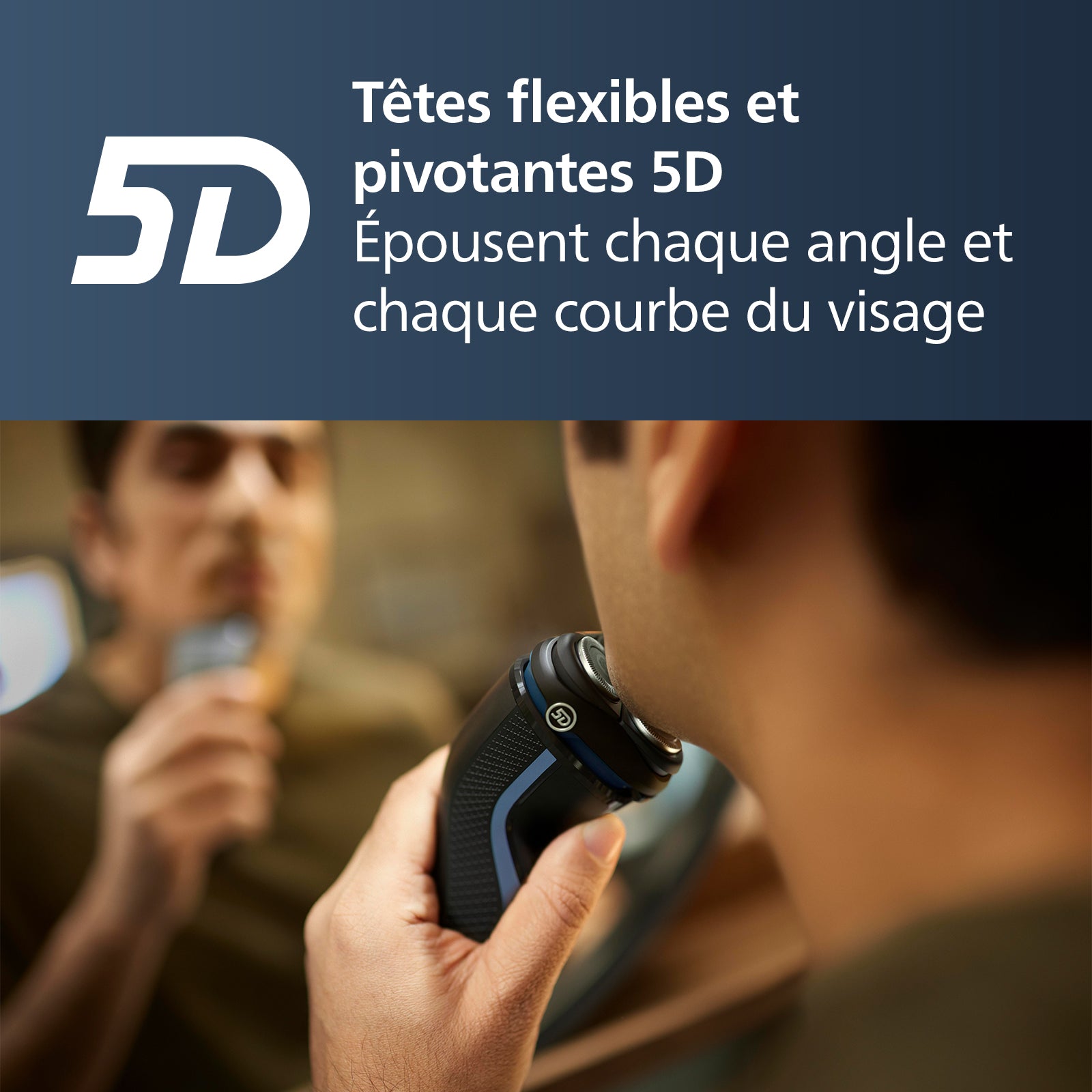 Philips Series 3000 S3243/12 Rasoir électrique avec têtes 5D Pivot & Flex, 27 lames PowerCut auto-affûtées, utilisation humide & sèche, tondeuse rétractable, charge rapide - Noir