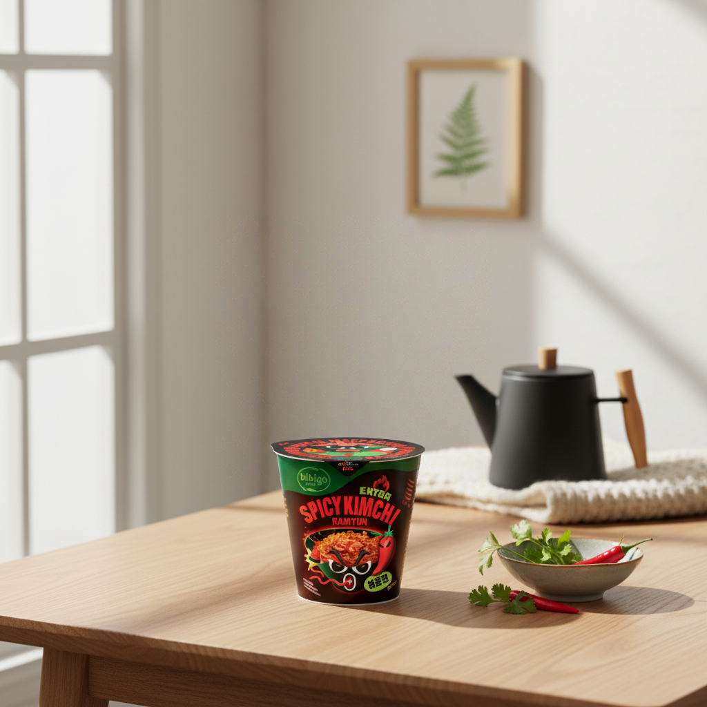 bibigo Ramyun Kimchi Extra Épicé - 8 x 98 g