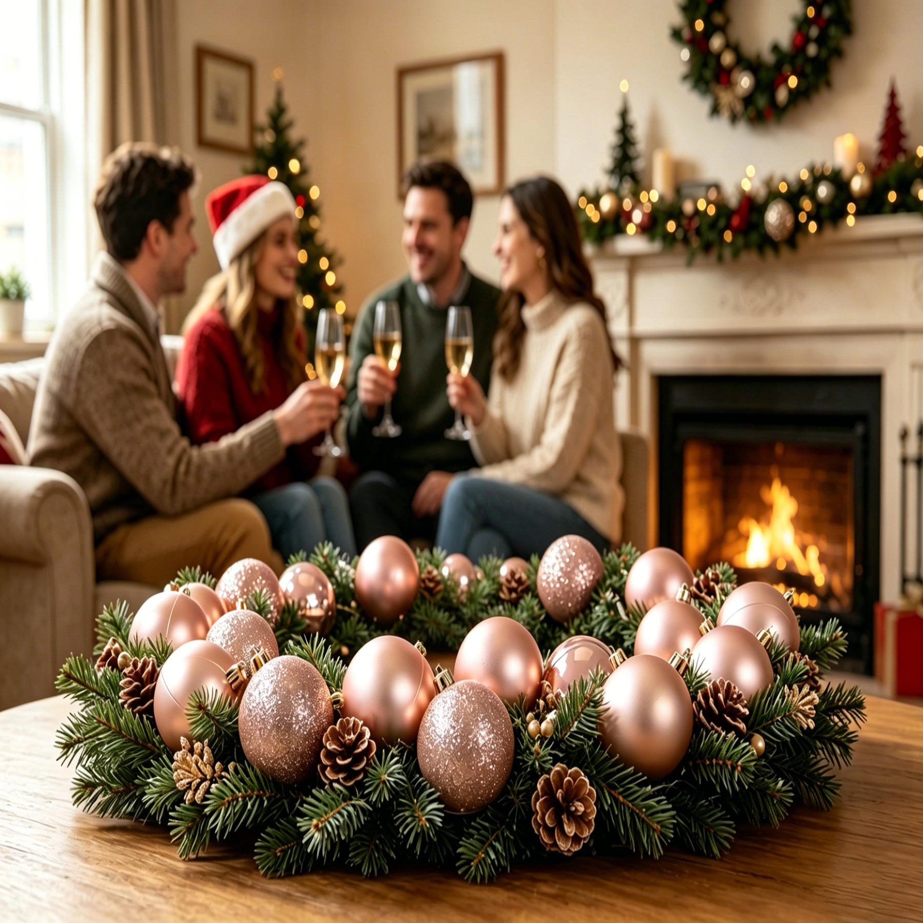 Ju7cer 24 boules de Noël incassables, 6 cm/2,36 pouces, guirlande prête à suspendre pour sapin de Noël, convient pour Noël/Halloween/mariages/anniversaires (couleur champagne)