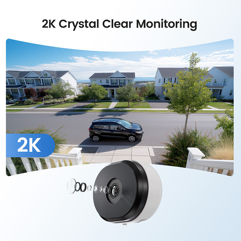 ZOSI Caméra de sécurité Wi‑Fi pour la maison C680, 3 MP, 2K, caméra de sécurité pour fenêtre, vision nocturne en couleur, fixation sur prise intérieure
