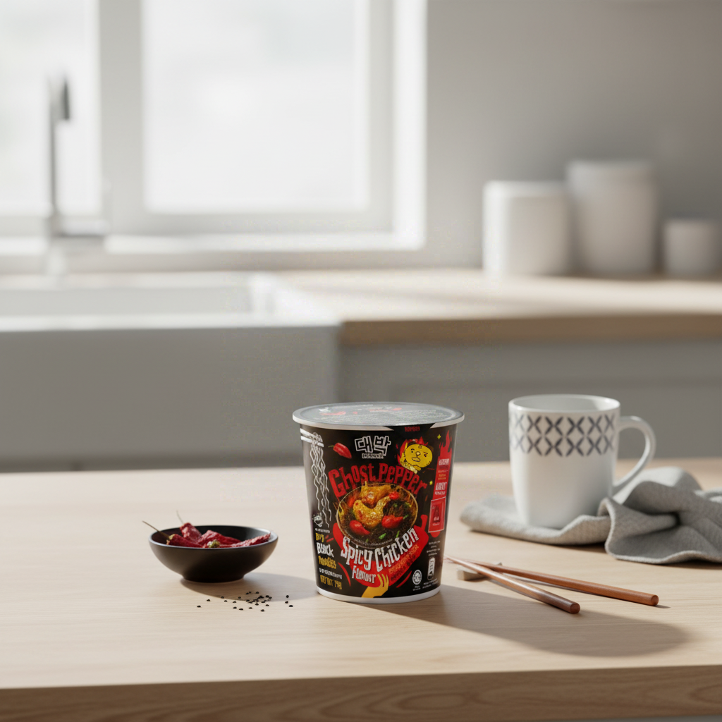 DAEBAK Pot de Nouilles Poulet Épicé Ghost Pepper Black 79 g