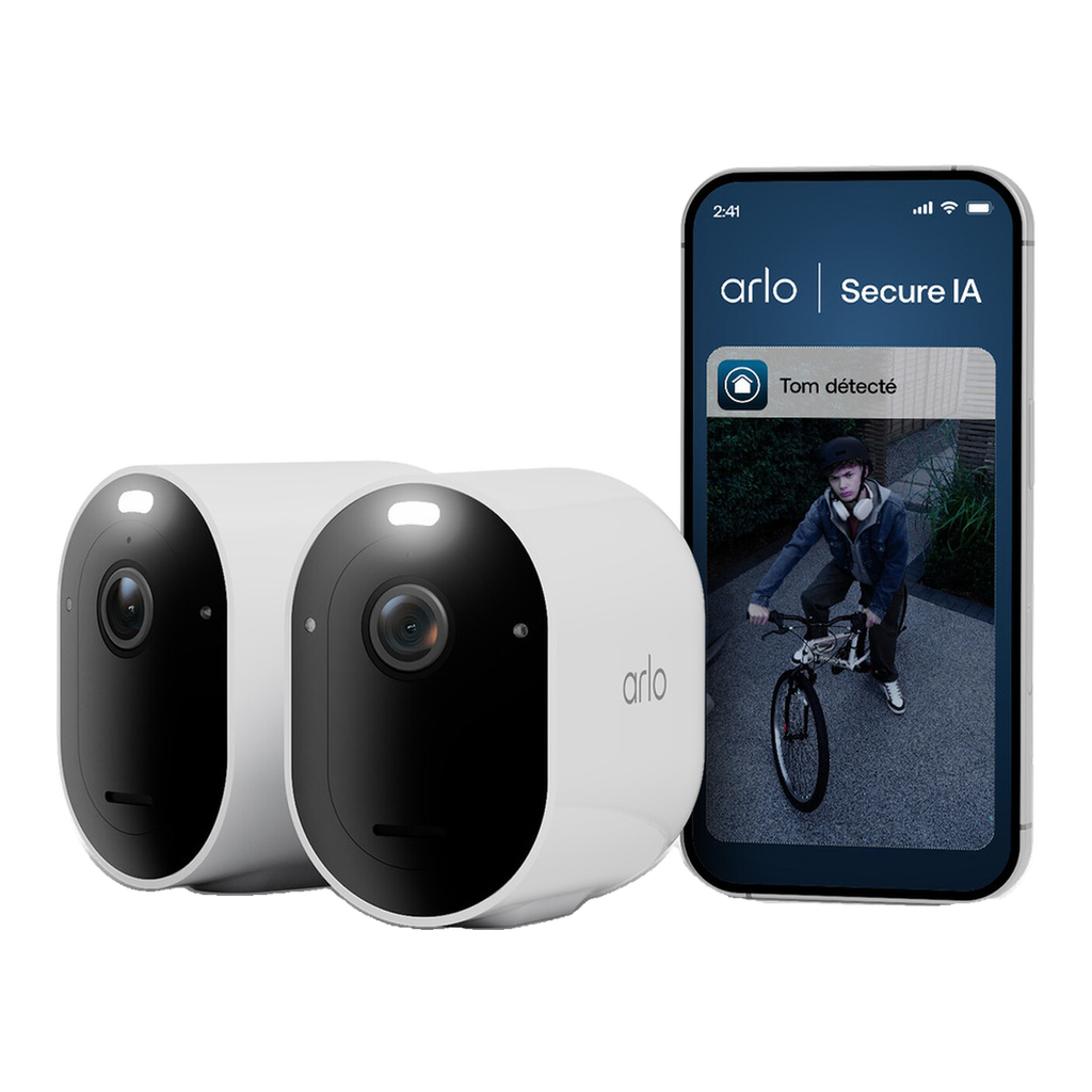 Arlo VMC4270P-100EUS Caméra de Sécurité Extérieure Pro 6 2K+ WiFi, Kit de 2 caméras Blanc