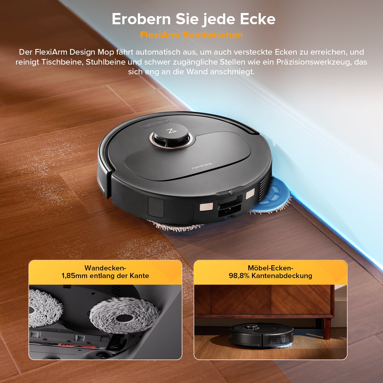 Roborock Qrevo S5V aspirateur robot noir avec station, aspiration 12000 Pa, serpillières FlexiArm, double anti-emmêlement, séchage à l'air chaud, évitement des obstacles et navigation intelligente